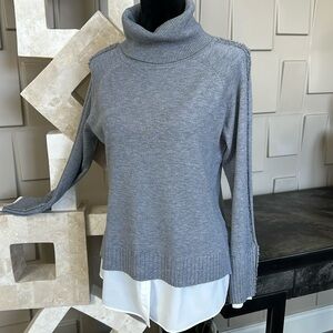 Milano gray white sweater long sleeve cowl neck Size Large